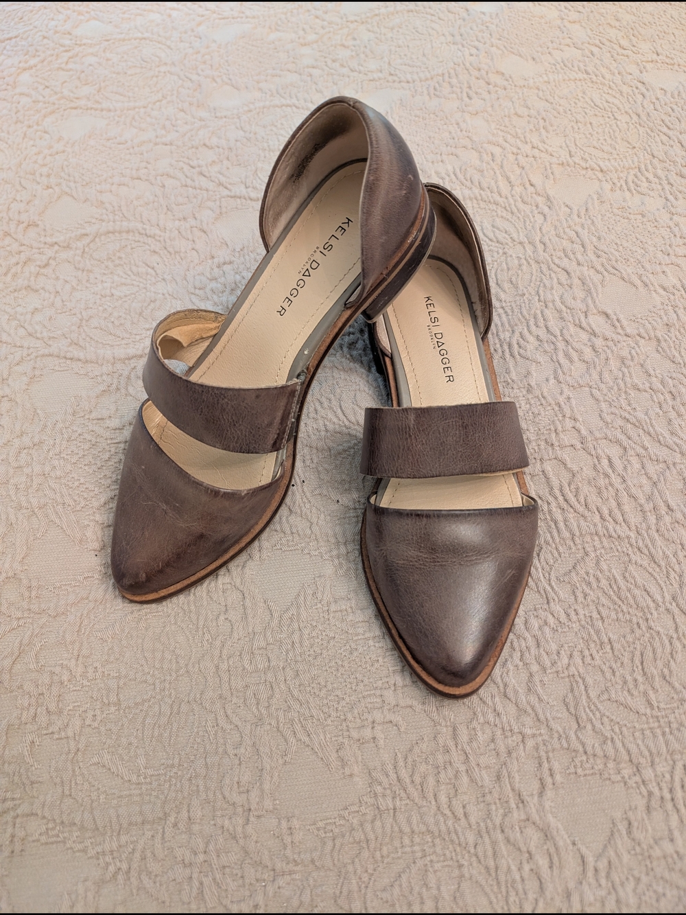 Kelsi Dagger Dark Brown Pointed-Strap D'Orsay Flats